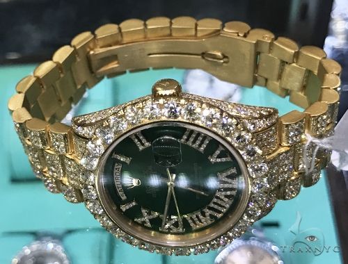 36mm Fully Iced 18K Yellow Gold Presidential Rolex Watch 63899 - Image 3