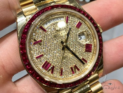 40mm Mens 18K Yellow Gold Diamond and Rubies Rolex Presidential 65032 - Image 1