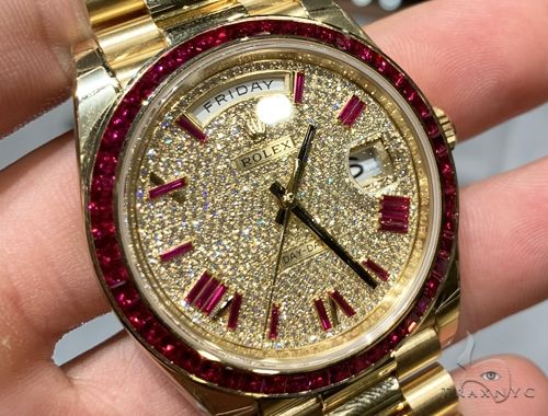 40mm Mens 18K Yellow Gold Diamond and Rubies Rolex Presidential 65032 - Image 1