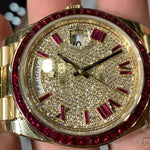 40mm Mens 18K Yellow Gold Diamond and Rubies Rolex Presidential 65032 - Image 3