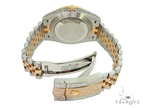 41mm Mens Two Tone 18K Yellow Gold and Stainless Steel  Fully Iced Pave Diamond DateJust Rolex Watch 66098 - Image 8