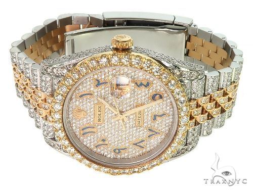 41mm Mens Two Tone 18K Yellow Gold and Stainless Steel  Fully Iced Pave Diamond DateJust Rolex Watch 66098 - Image 2