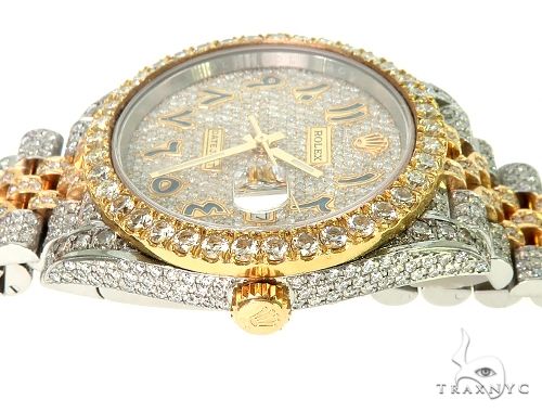 41mm Mens Two Tone 18K Yellow Gold and Stainless Steel  Fully Iced Pave Diamond DateJust Rolex Watch 66098 - Image 3