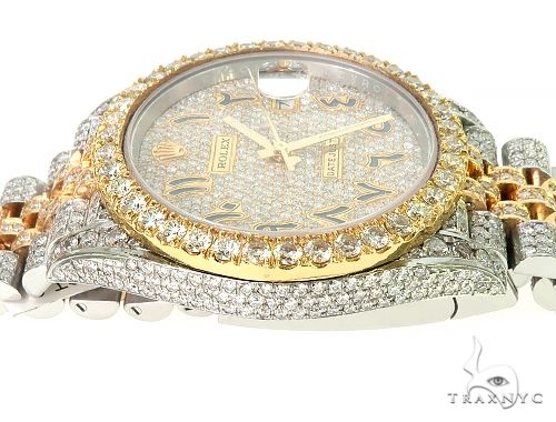 41mm Mens Two Tone 18K Yellow Gold and Stainless Steel  Fully Iced Pave Diamond DateJust Rolex Watch 66098 - Image 4