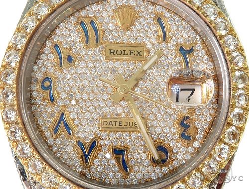 41mm Mens Two Tone 18K Yellow Gold and Stainless Steel  Fully Iced Pave Diamond DateJust Rolex Watch 66098 - Image 5