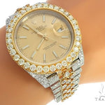 41mm Two Tone Fully Iced Out Rolex Datejust Watch Jubilee Band 65022 - Image 11