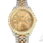 41mm Two Tone Fully Iced Out Rolex Datejust Watch Jubilee Band 65022 - Image 3