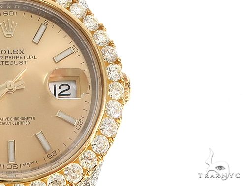 41mm Two Tone Fully Iced Out Rolex Datejust Watch Jubilee Band 65022 - Image 5