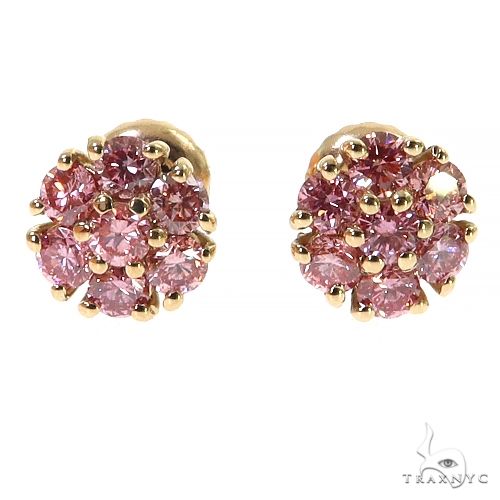 5 PT Pink Diamond Flower Earrings (Lab) 68528 - Image 1