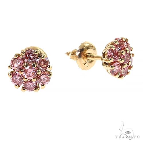 5 PT Pink Diamond Flower Earrings (Lab) 68528 - Image 2