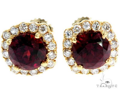 14KY Red Garnet Cluster Stud Earrings 57297 - Image 1 [FILE:57297_image_01_b7373b3a.jpg]