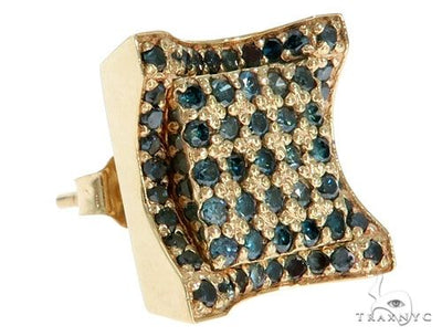 14K Yellow Gold Blue Diamonds Small Single Square Earring 61482 - Image 1 [FILE:61482_image_01_e4f109e6.jpg]