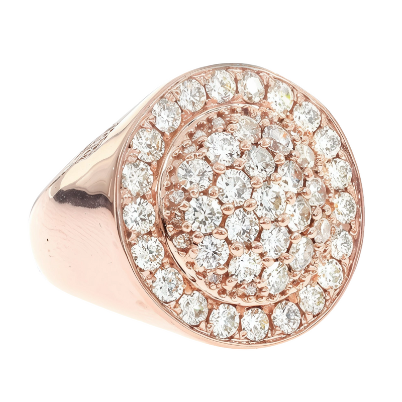 14k Rose Gold Diamond Dome Men's Ring 65085