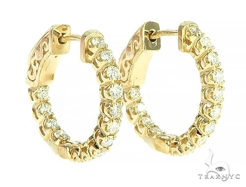 14K Yellow Gold Prong Diamond Small Hoop Earring 65770 - Image 2 [FILE:65770_image_02_1f92a82f.jpg]