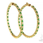 14K Yellow Gold Emerald & Diamond Hoops Earrings 65994 - Image 2 [FILE:65994_image_02_19fd154d.jpg]