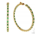 14K Yellow Gold Emerald & Diamond Hoops Earrings 65994 - Image 3 [FILE:65994_image_03_68c87856.jpg]
