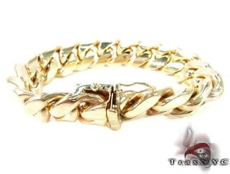 Solid Miami Cuban Link Bracelet 14K Yellow Gold 8.5 Inches 10mm   66083 - Image 4