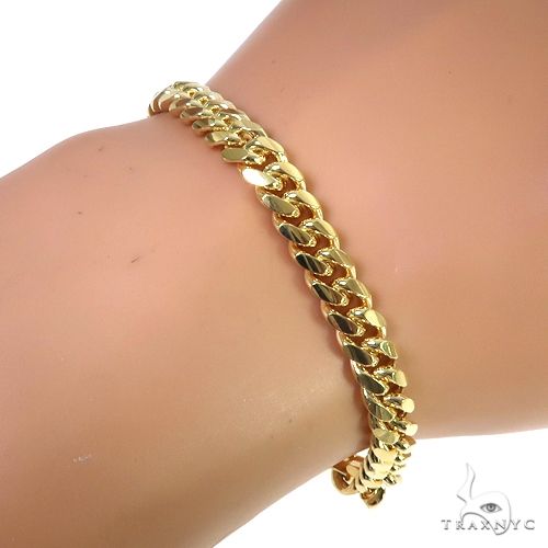 10K Yellow Gold Solid Miami Cuban Link Bracelet 8.5 Inches 7mm   66414 - Image 4