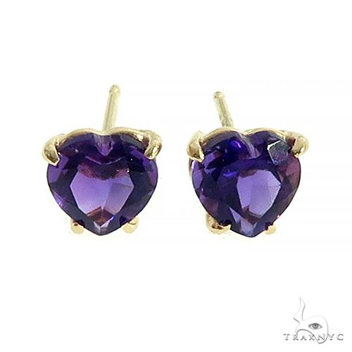 14K Gold Heart Shape Amethyst Earrings 66550 - Image 1 [FILE:66550_image_01_2826599a.jpg]