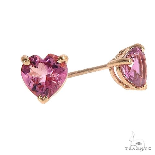 14K Gold Heart Shape Pink Tourmaline Earrings 66737 - Image 2 [FILE:66737_image_02_ab97641a.jpg]