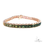 14K Gold Rainbow Sapphire Princess Cut Bracelet 66760 - Image 1