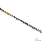 14K Gold Rainbow Sapphire Princess Cut Bracelet 66760 - Image 5