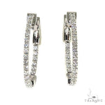 18K Gold Oval Shape Diamond Hoop Earrings 67013 - Image 1