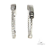 18K Gold Oval Shape Diamond Hoop Earrings 67013 - Image 3