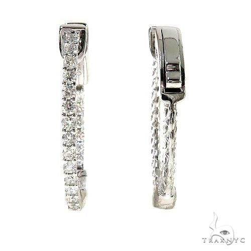 18K Gold Oval Shape Diamond Hoop Earrings 67013 - Image 3