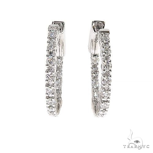 18K Gold Diamond Hoop Earrings 67018 - Image 1