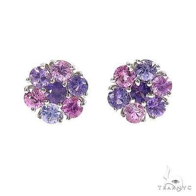Mystic Purple Sapphire Flower Earrings 67046 - Image 1