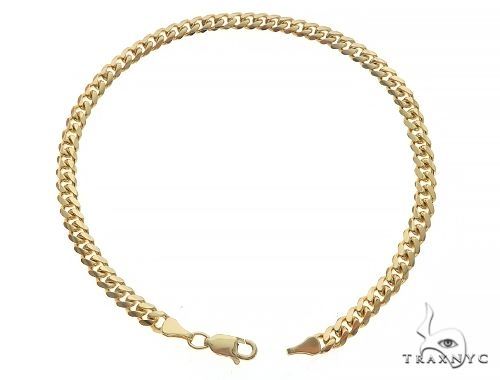Solid Miami Cuban Link Bracelet 10K Yellow Gold 8 Inches 3.5mm   67108 - Image 2