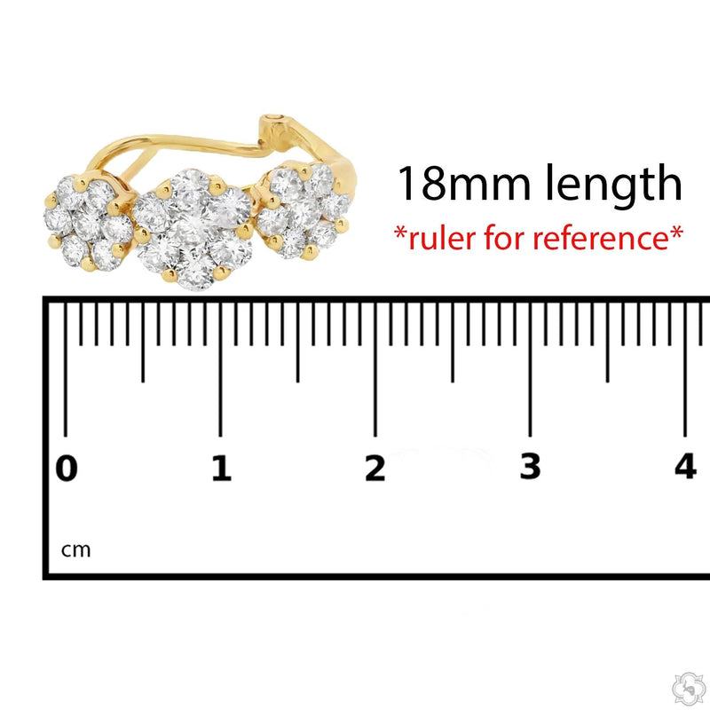 18K Gold Flower Diamond Hoop Earrings 67299 - Image 9