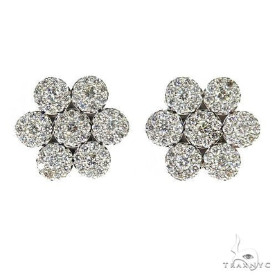 14K Gold Diamond Flower Earrings 67665 - Image 1