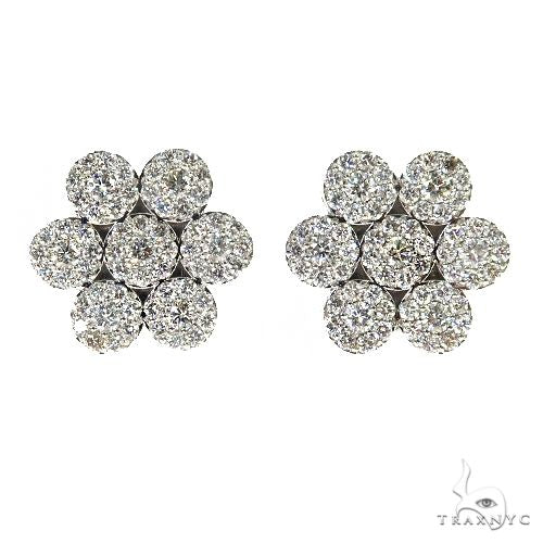 14K Gold Diamond Flower Earrings 67665 - Image 1