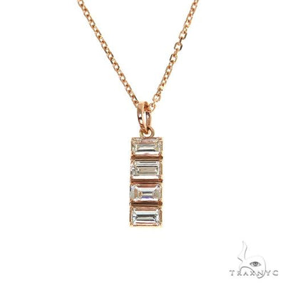 14K Gold Baguette Diamond Necklace 67730 - Image 1