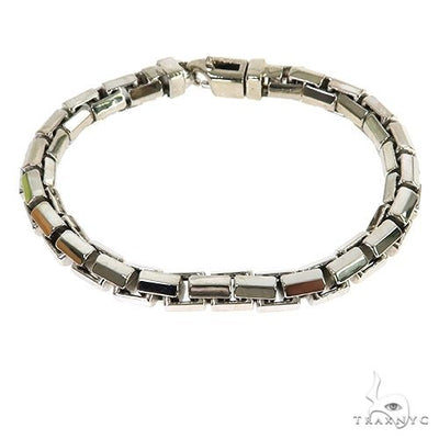 14K White Gold Solid Box Link Bracelet 8.5 Inches 6.1mm   67830 - Image 1