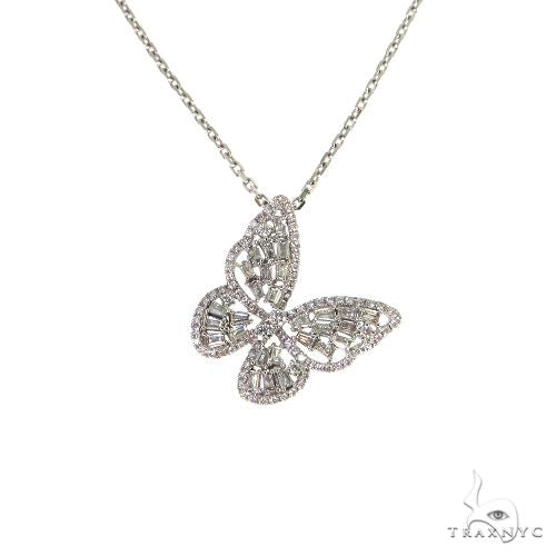 18K Gold Butterfly Baguette Diamond Necklace 67915 - Image 1