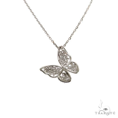 18K Gold Butterfly Baguette Diamond Necklace 67915 - Image 4