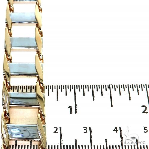 14K Two Tone Gold Rail Road Link Bracelet 9.5 Inches 14.9mm   68014 - Image 5