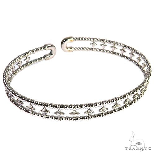 14K White Gold Diamond Beaded Bangle 68133 - Image 1