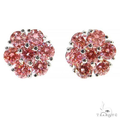 Pink Diamond Flower Earrings (Lab) 68165 - Image 1
