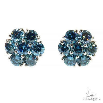 Blue Diamond Flower Earrings (Lab) 68175 - Image 1