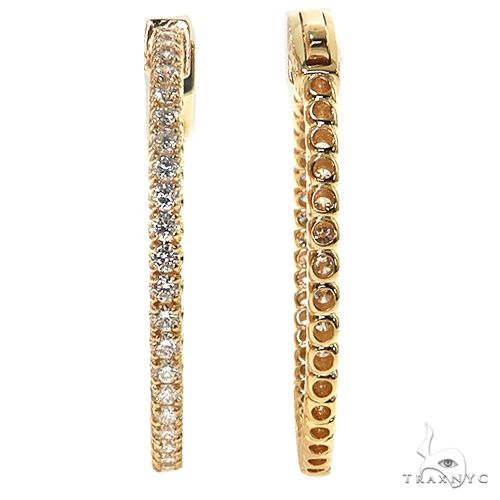 14K Gold Diamond Hoop Earrings 68680 - Image 3