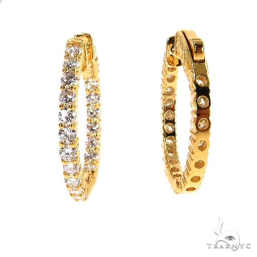 14K Gold Diamond Hoop Earrings 68824 - Image 3