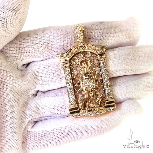 Small St. Lazarus Diamond Pendant 68912 - Image 7