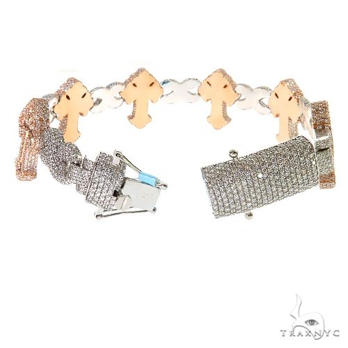 Baguette Diamond Fleur De Lis Cross Bracelet 69703 - Image 2