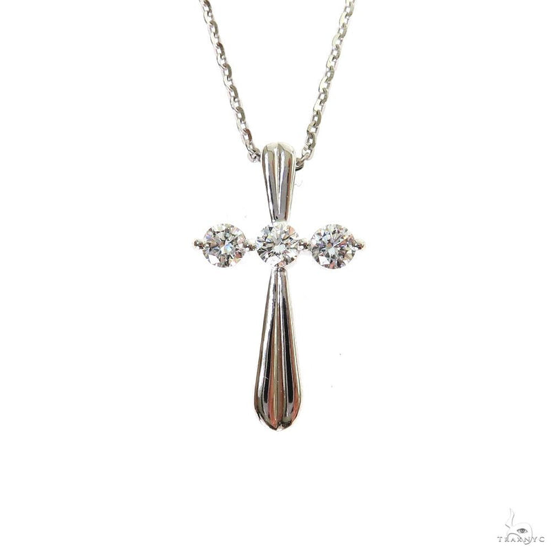 3 Stone Diamond Cross Necklace (Lab) 69783 - Image 1