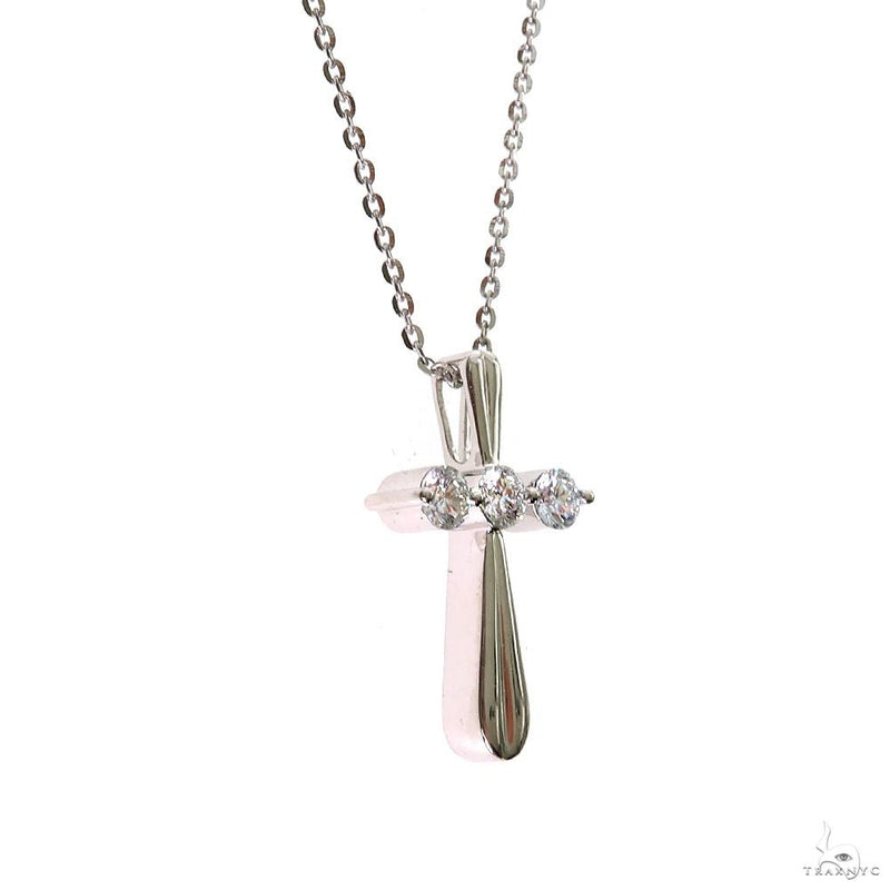 3 Stone Diamond Cross Necklace (Lab) 69783 - Image 2