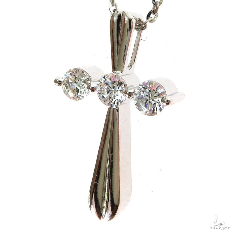 3 Stone Diamond Cross Necklace (Lab) 69783 - Image 3